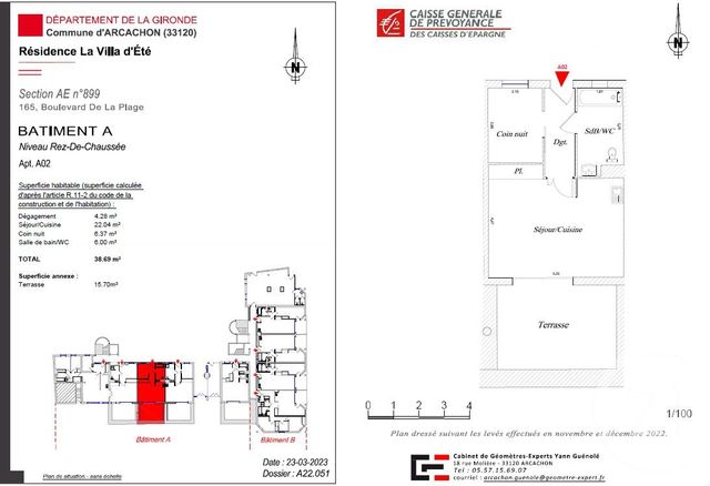 Appartement F2 à vendre - 2 pièces - 38.69 m2 - ARCACHON - 33 - AQUITAINE - Century 21 Duprat & Associés