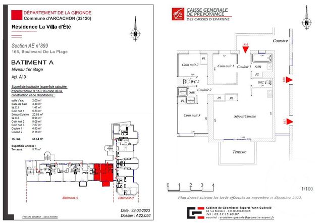 Appartement F3 à vendre - 3 pièces - 55.64 m2 - ARCACHON - 33 - AQUITAINE - Century 21 Duprat & Associés