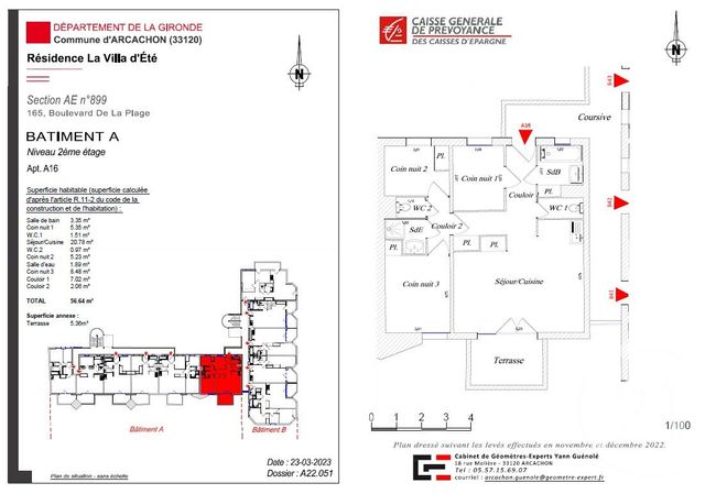 Appartement F3 à vendre - 3 pièces - 56.64 m2 - ARCACHON - 33 - AQUITAINE - Century 21 Duprat & Associés