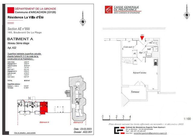 Appartement F3 à vendre - 3 pièces - 48.59 m2 - ARCACHON - 33 - AQUITAINE - Century 21 Duprat & Associés