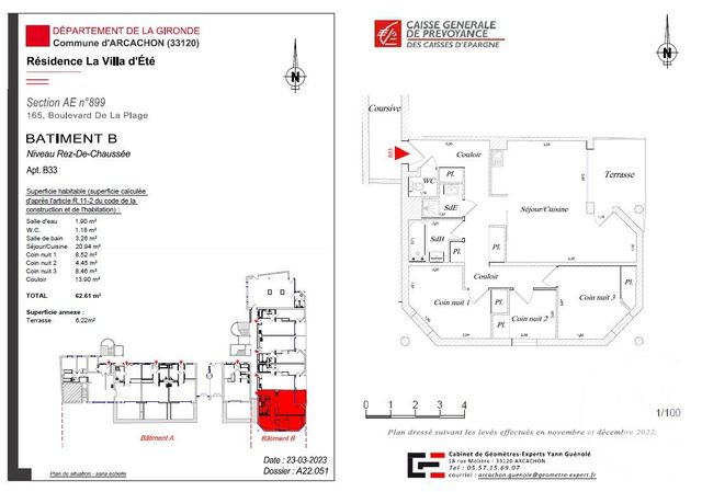 Appartement F3 à vendre - 3 pièces - 62.61 m2 - ARCACHON - 33 - AQUITAINE - Century 21 Duprat & Associés